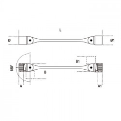 BETA Chiave a Bussola Snodata Doppia 80 13x17